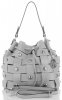 Vittoria Gotti Modna Torebka Skórzana Unikatowy Shopper Made in Italy Jasno Szara